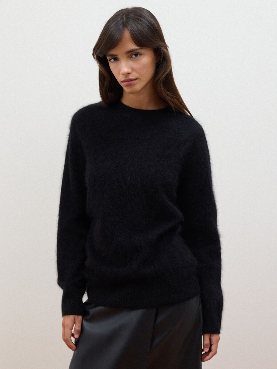 Black crew-neck wool and cashmere blend jumper, oversized fit_2
