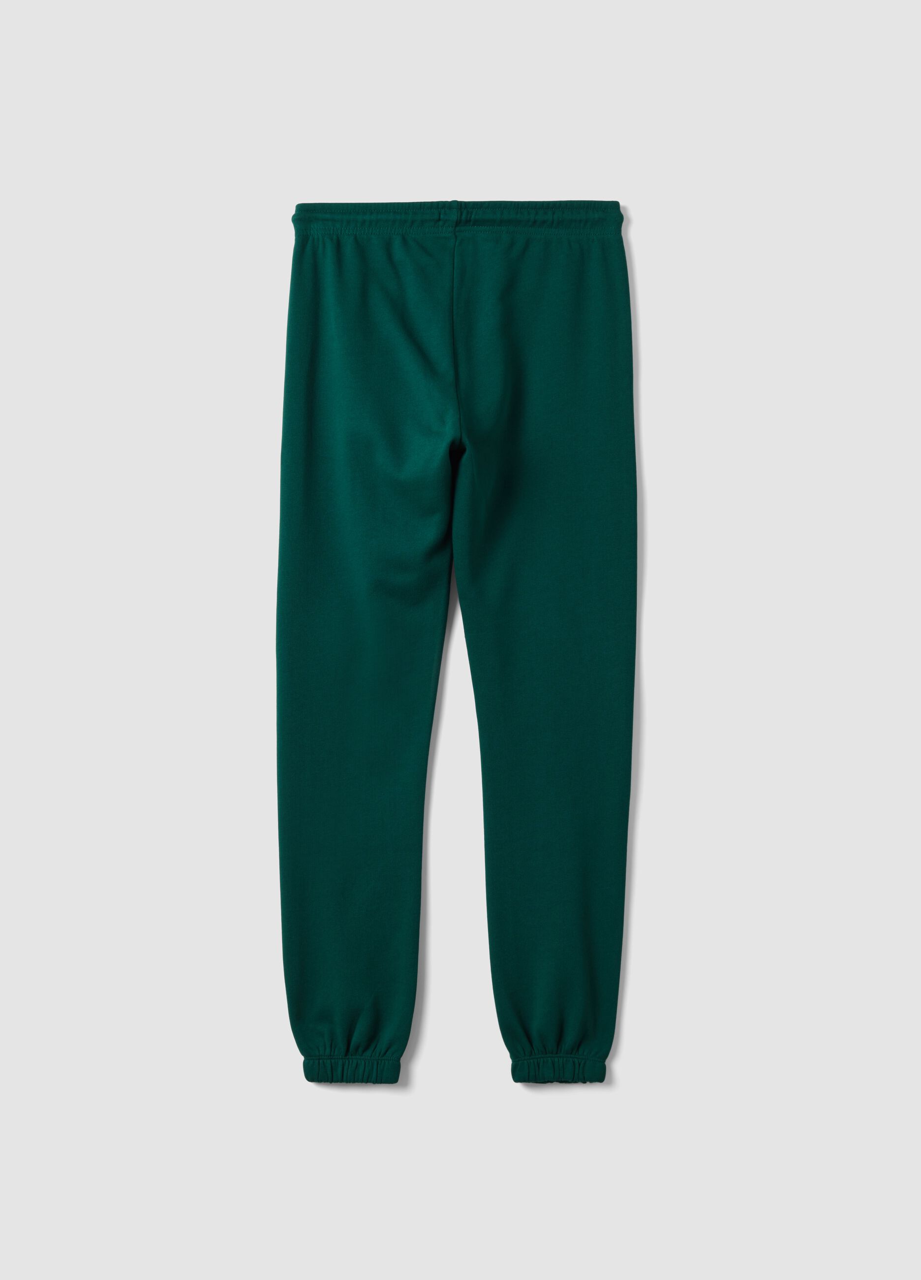 Green cotton jogger trousers, regular fit