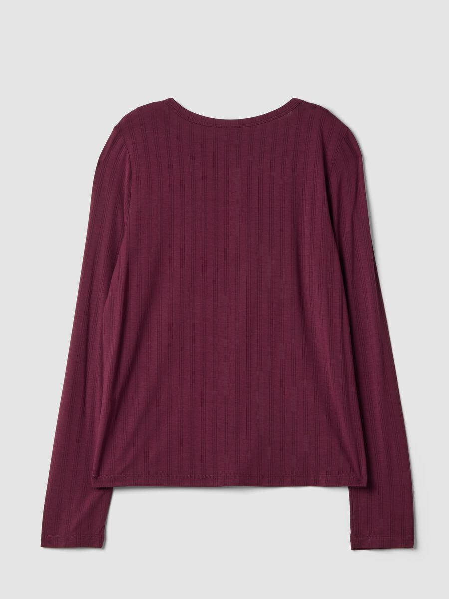 Red ribbed stretch viscose pyjama top_2