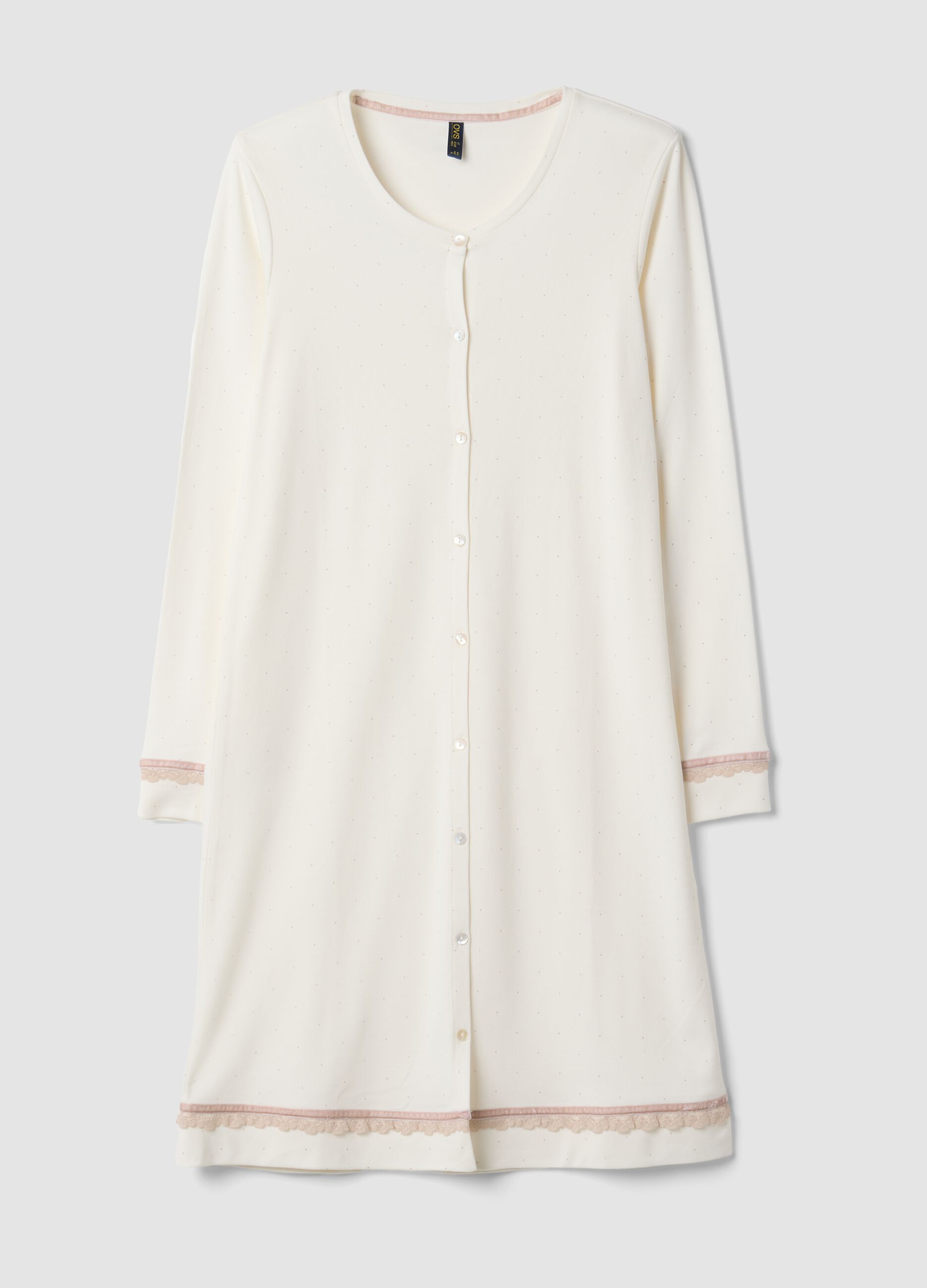 Camicia da notte bianca girocollo in puro cotone organico