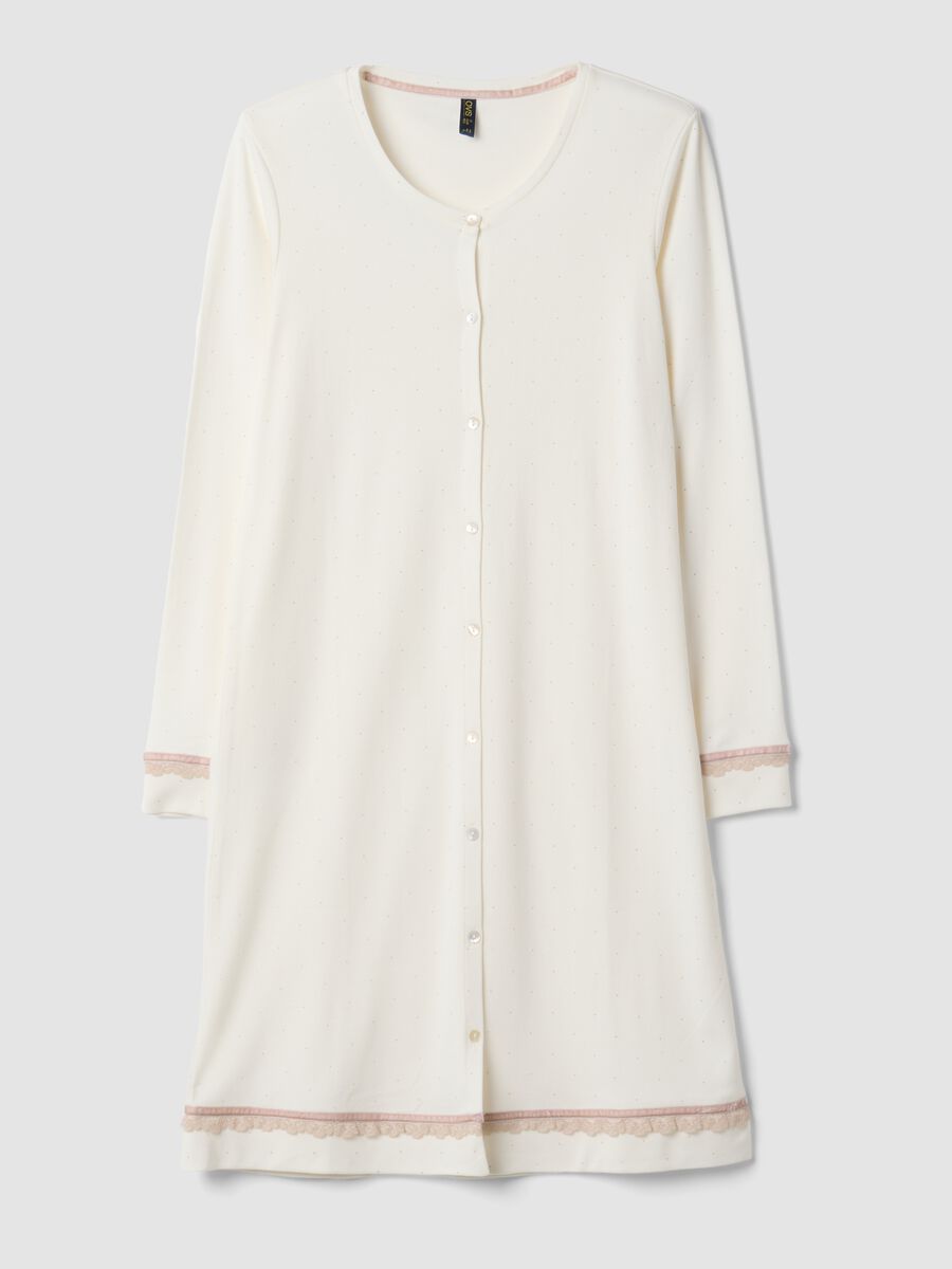White crew-neck nightdress in pure organic cotton_0