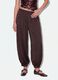 Brown baggy-fit trousers with elasticated hems_1