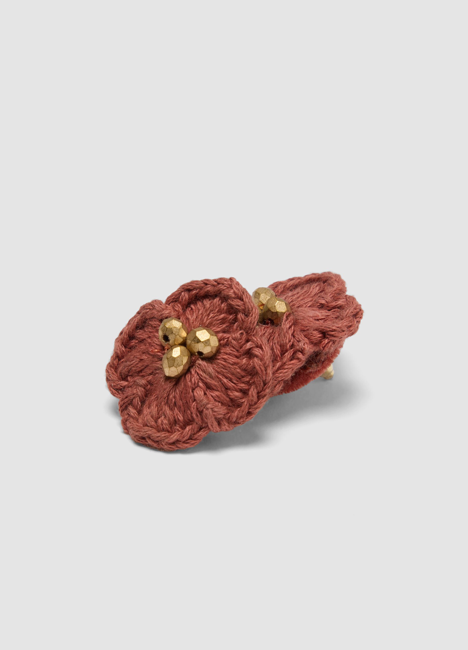 Pink flower earrings in pure cotton