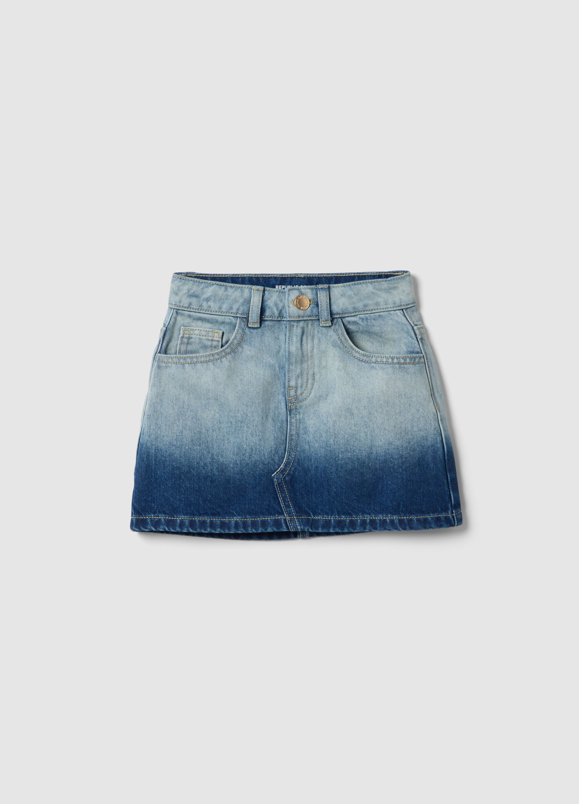 Girls' pure cotton denim skirt with regular fit