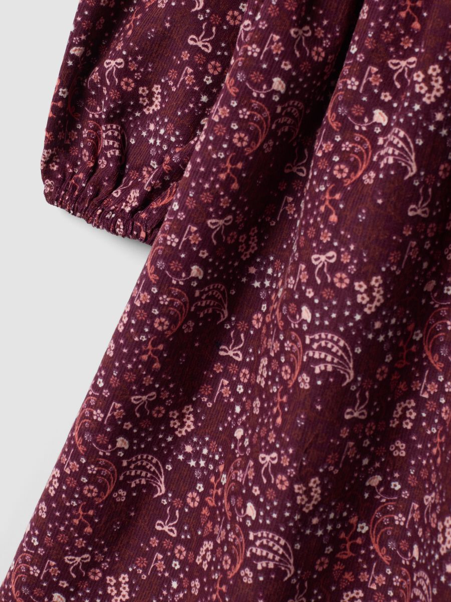 Burgundy red crew-neck pure cotton dress, regular fit_3