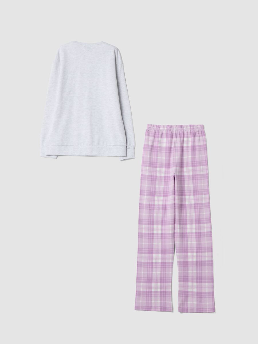Mottled grey organic cotton and viscose blend crew-neck pyjamas_1