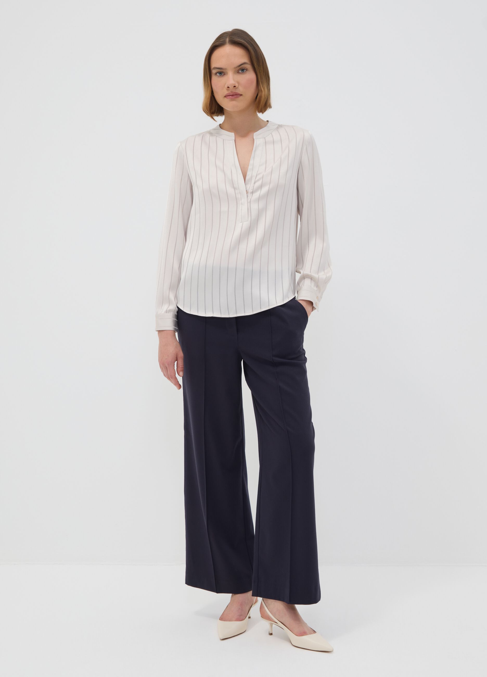 Jogger The Iconic Pants blu wide leg in viscosa elasticizzata
