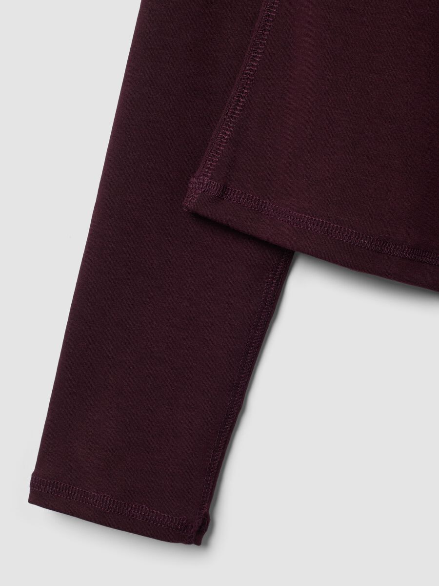 Purple stretch-viscose crew-neck top with hood_2