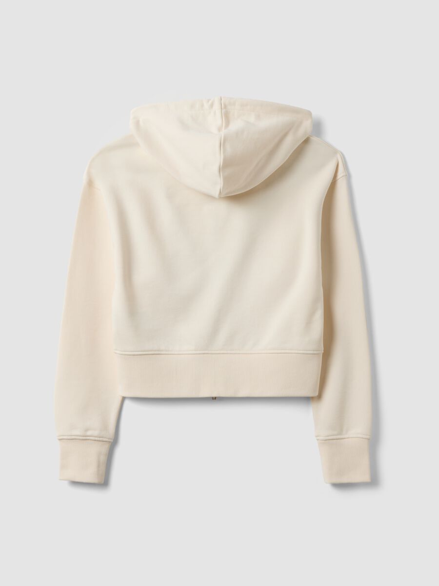 White cotton-blend fitted zip-up hoodie_6