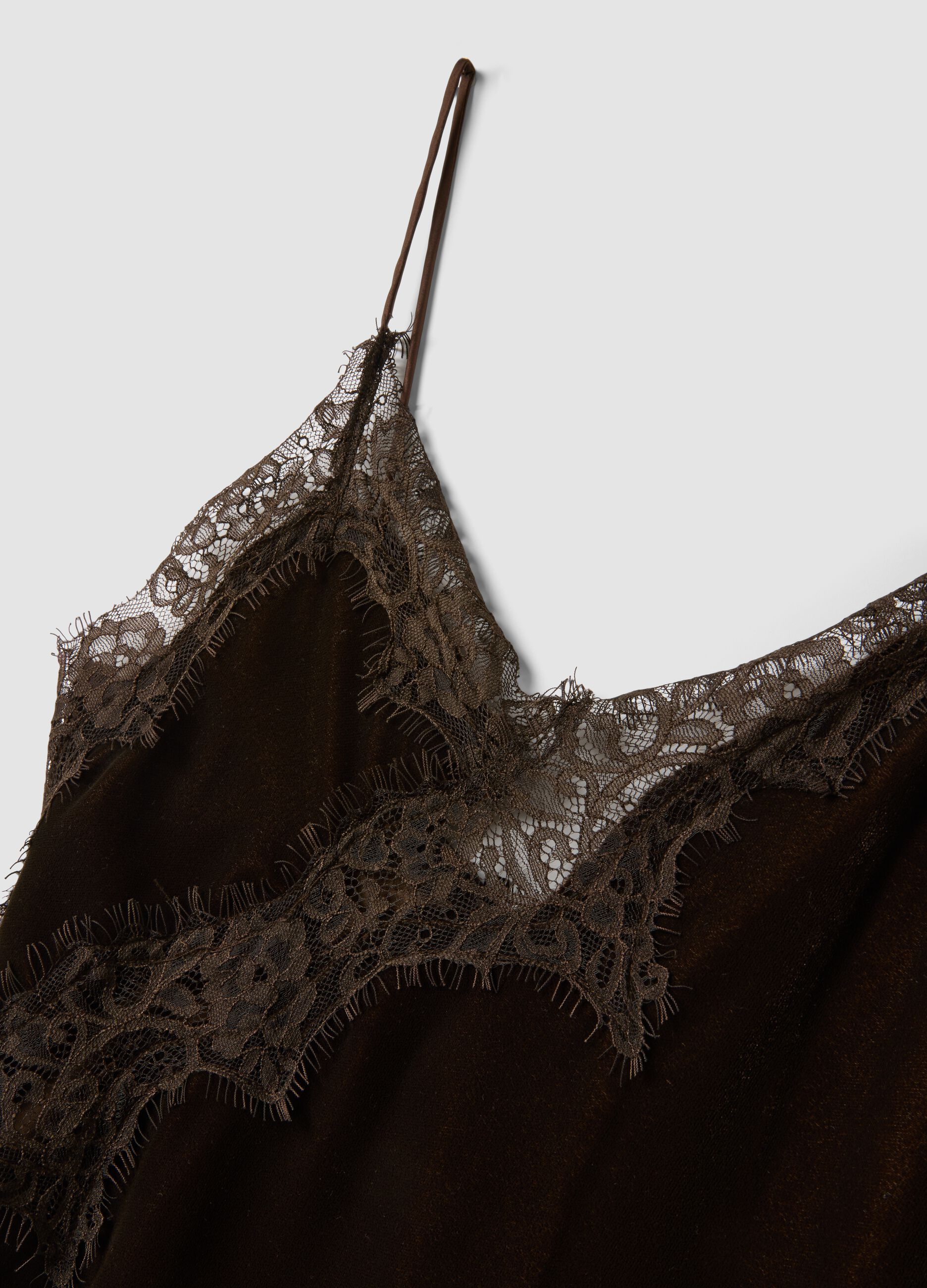 Asymmetrical brown lace dress