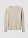 Maglia beige in misto viscosa a trecce regular fit_0