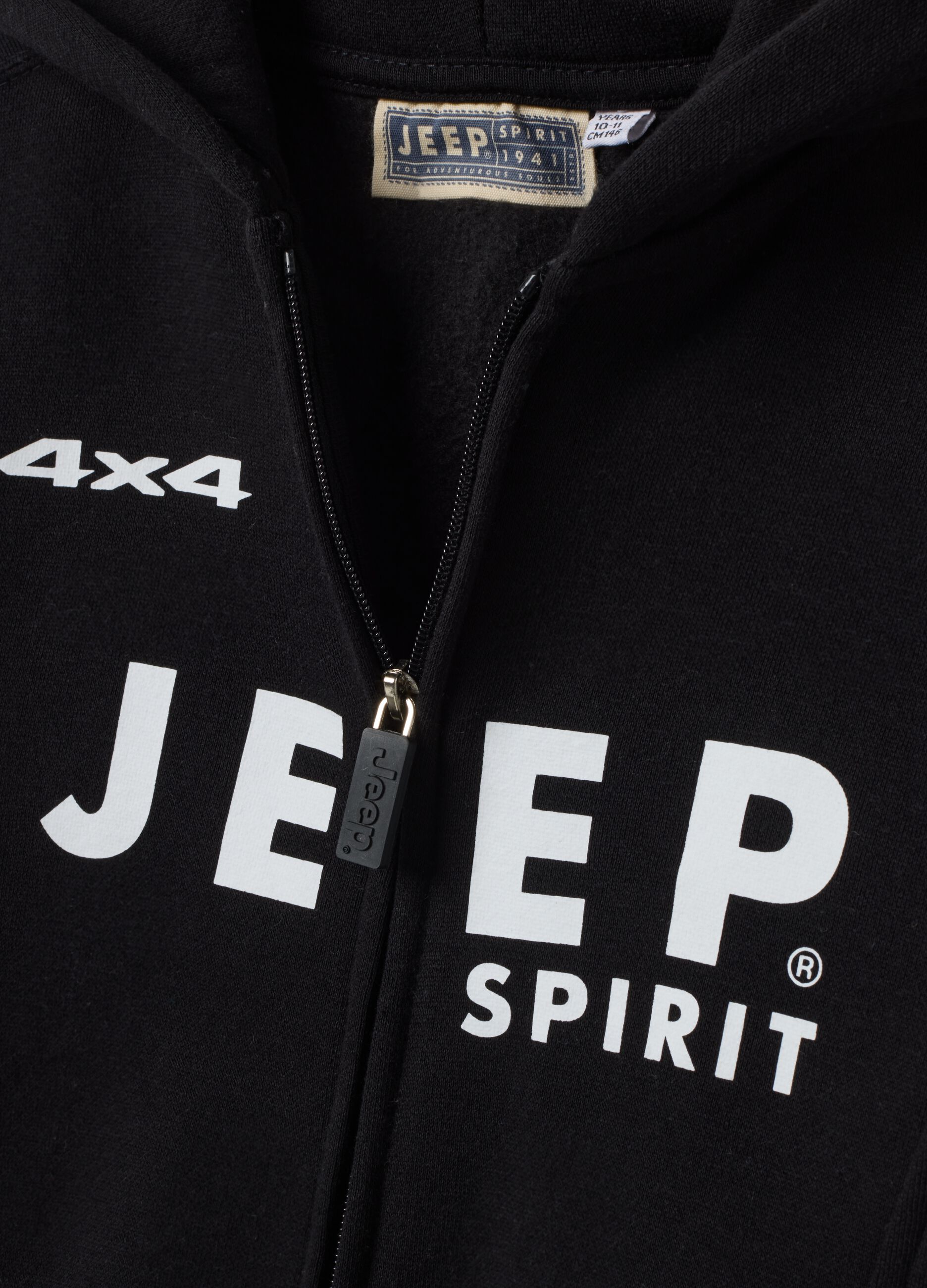 هودي أسود من مزيج القطن مع طباعة Jeep