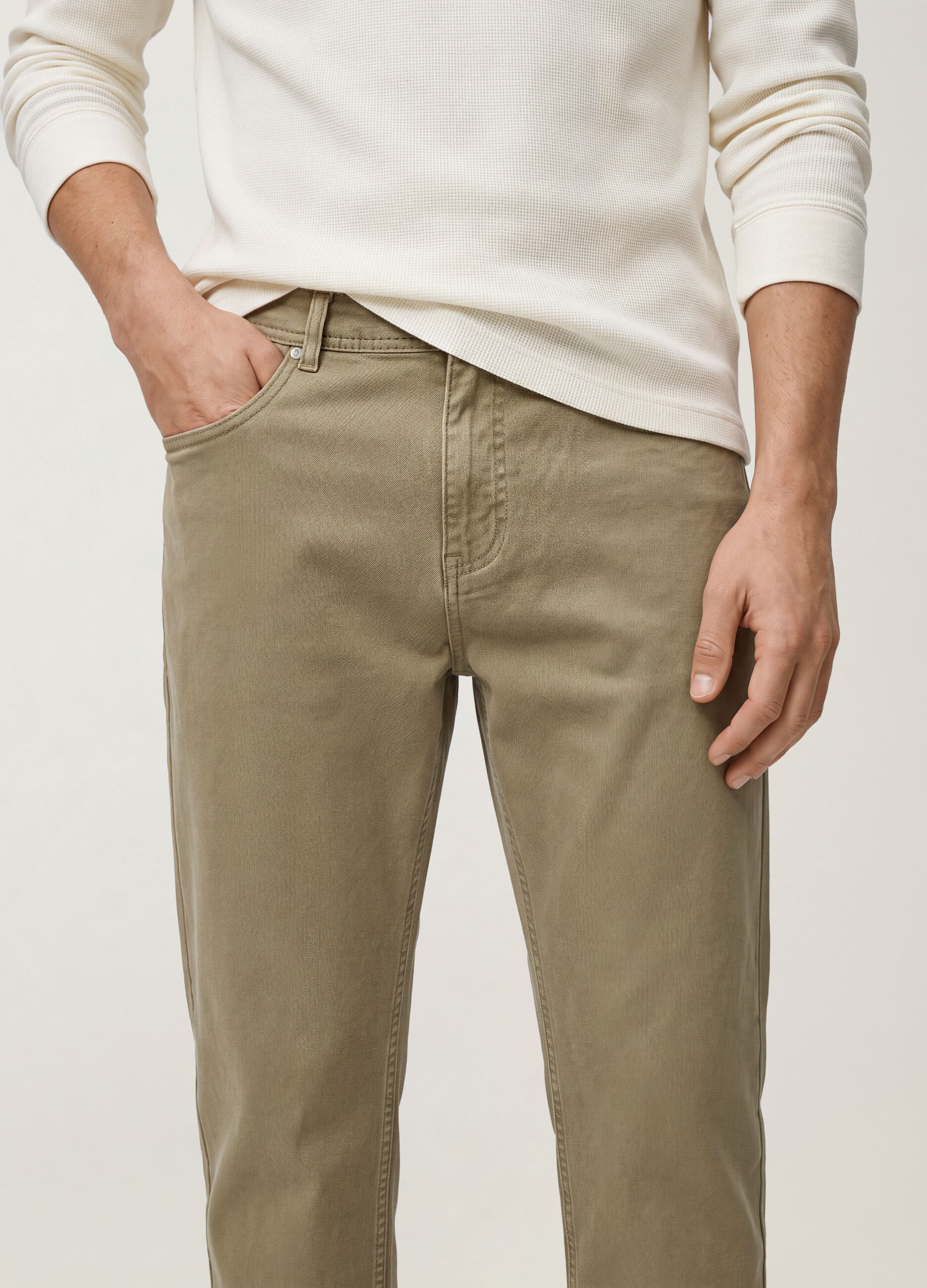Pantaloni beige in cotone elasticizzato slim fit