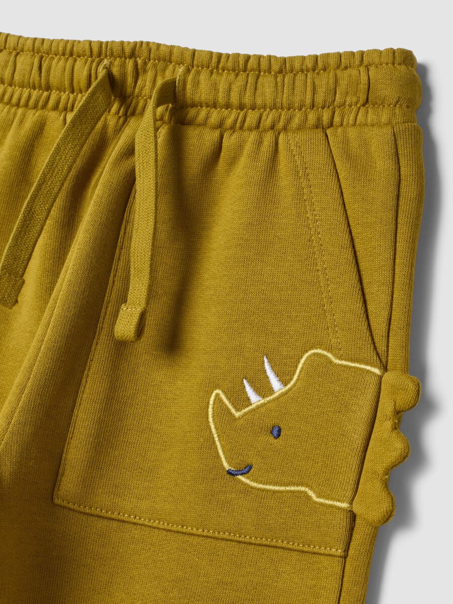 Green pure cotton jogger trousers with pockets_2