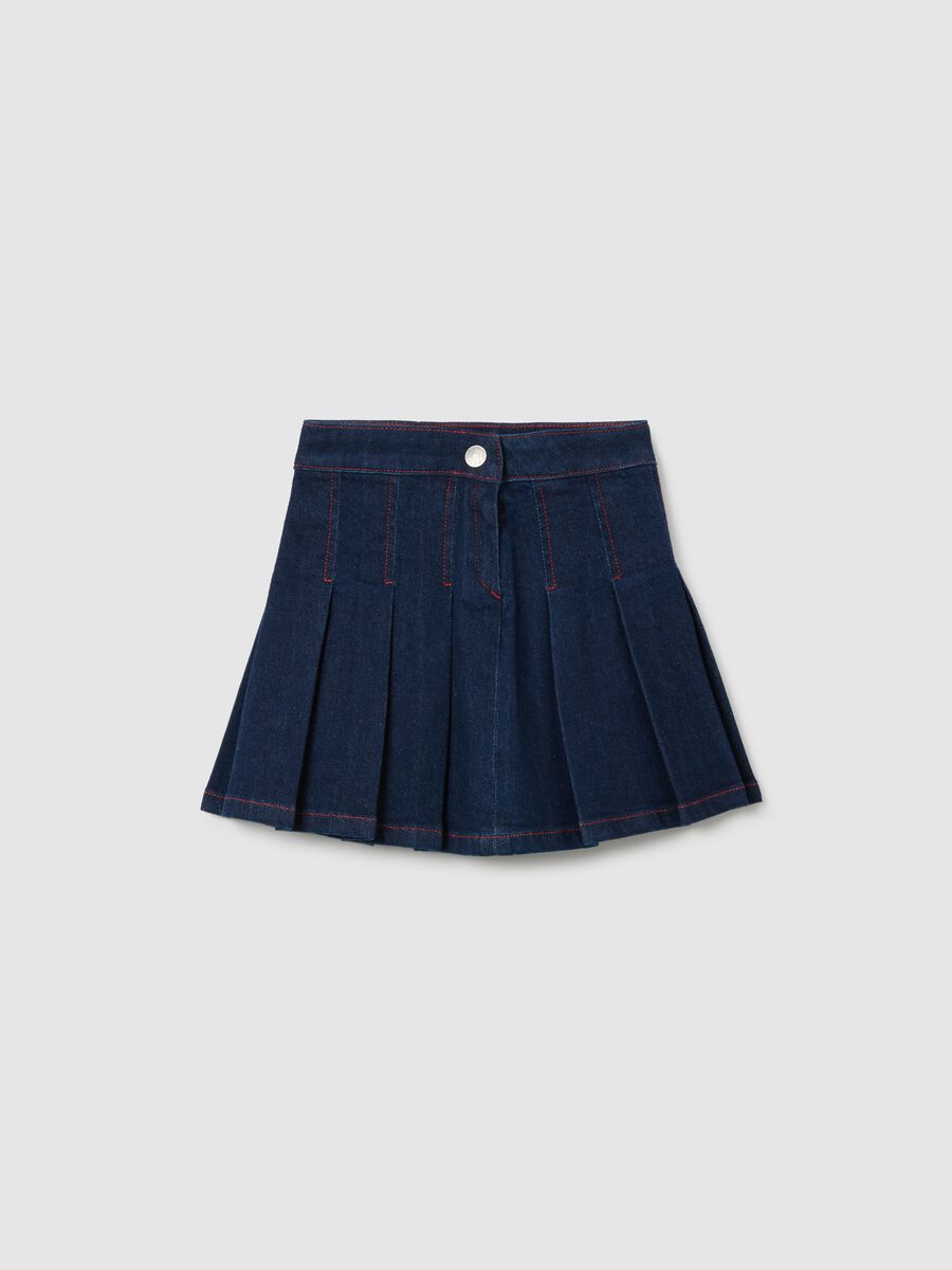 Girls' Blue Denim Skirt Regular Fit_0