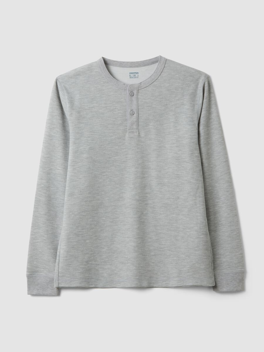 Grey honeycomb viscose-blend T-shirt, regular fit_0