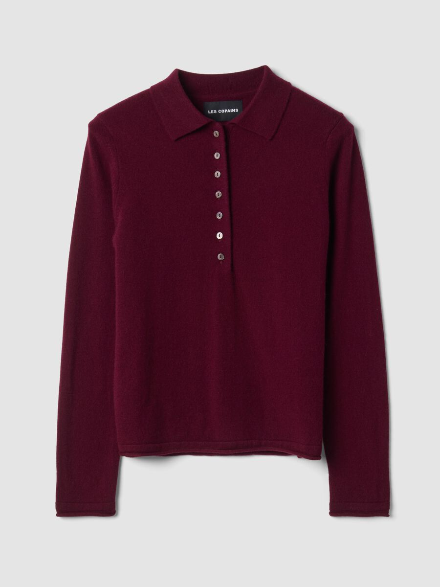 Red pure cashmere polo-collar jumper, regular fit_0