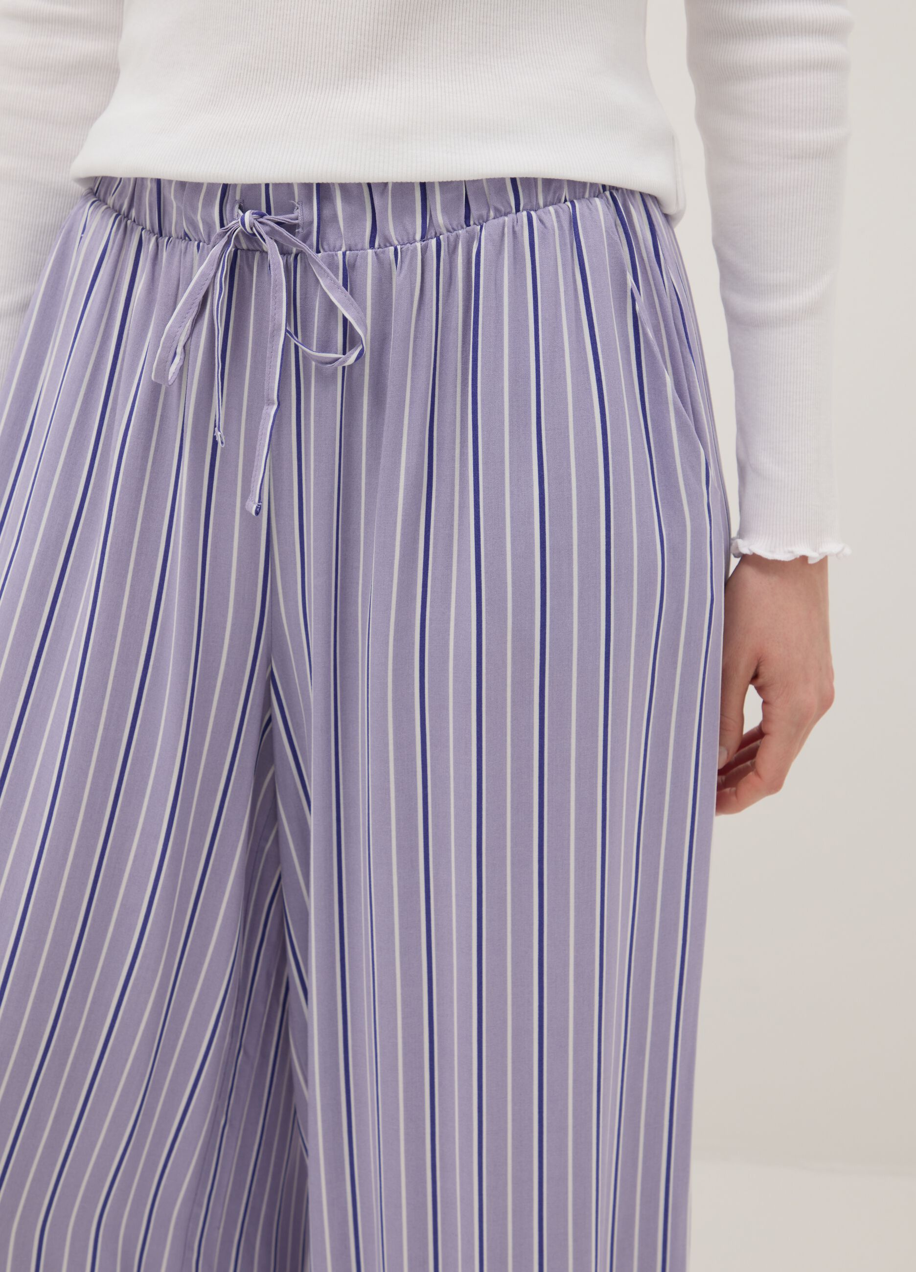 Purple striped viscose pyjama trousers with regular fit
