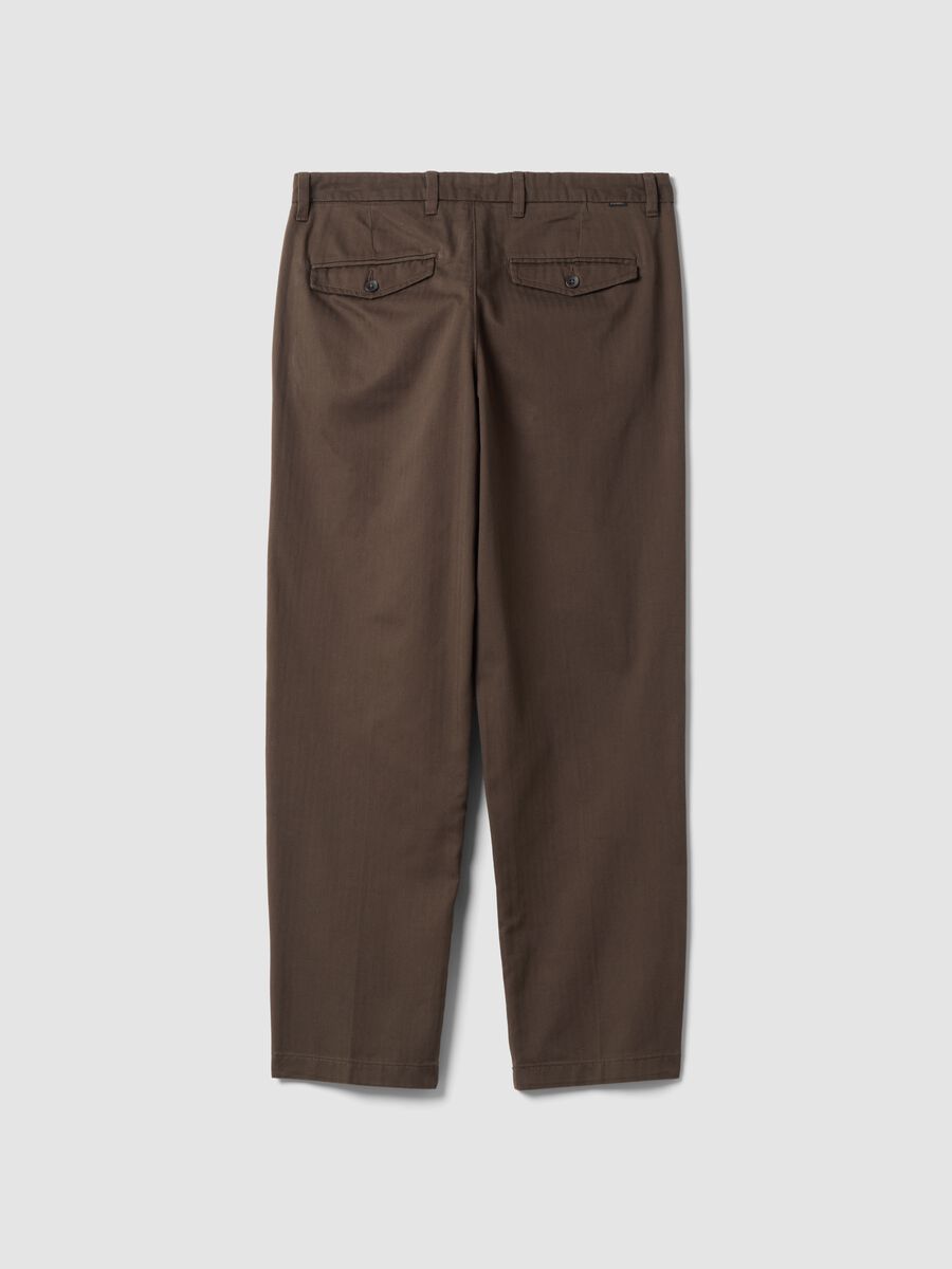 Brown pure cotton carrot-fit chino trousers_6