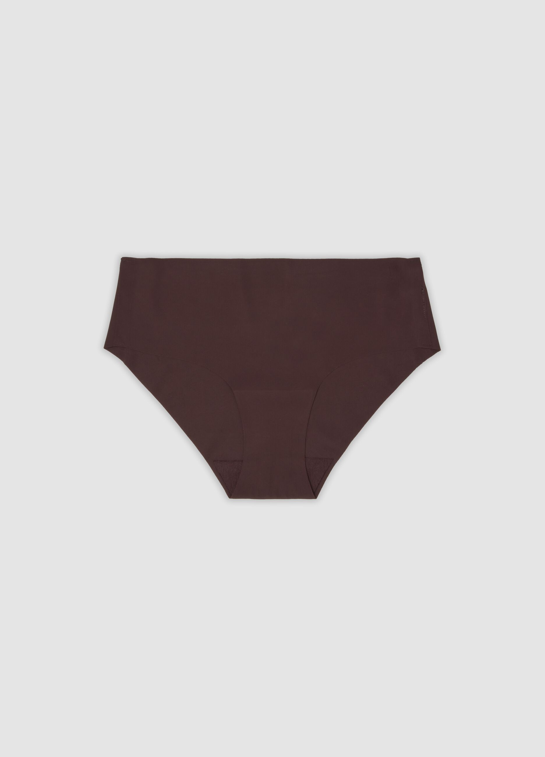 Slip hipster marrone in microfibra elasticizzata con vita regular