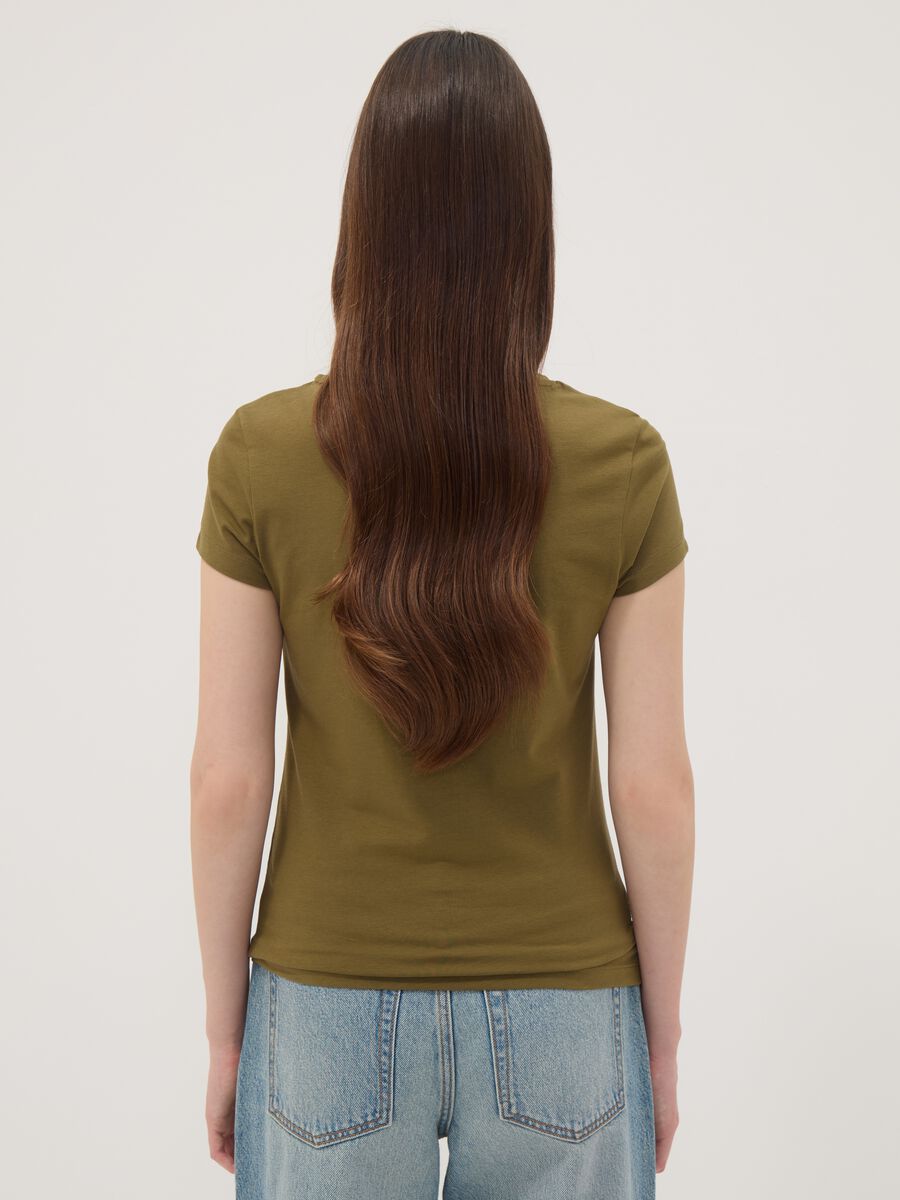 Green stretch cotton crew-neck T-shirt, regular fit_3