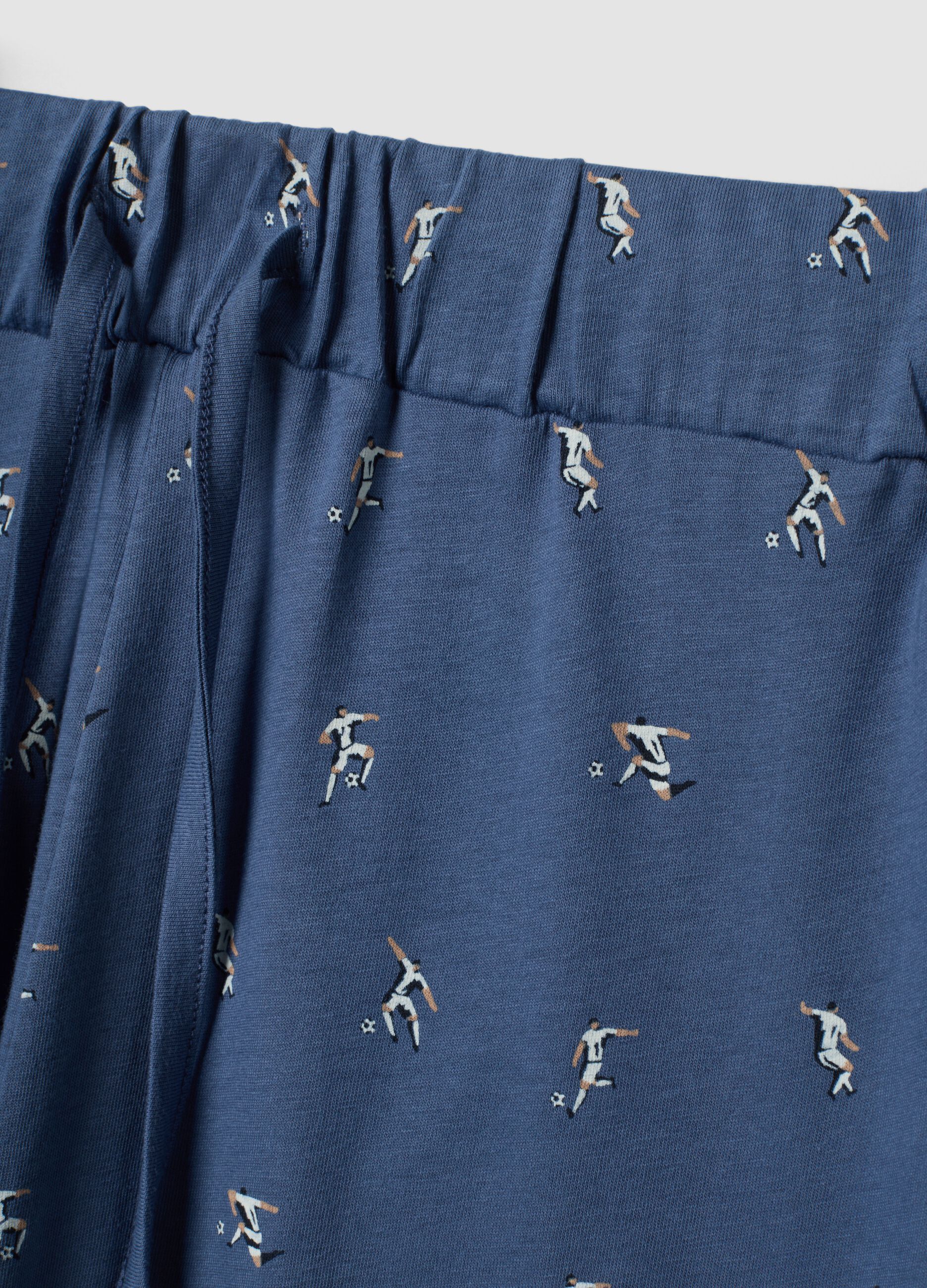 Blue pure organic cotton crew-neck pyjamas