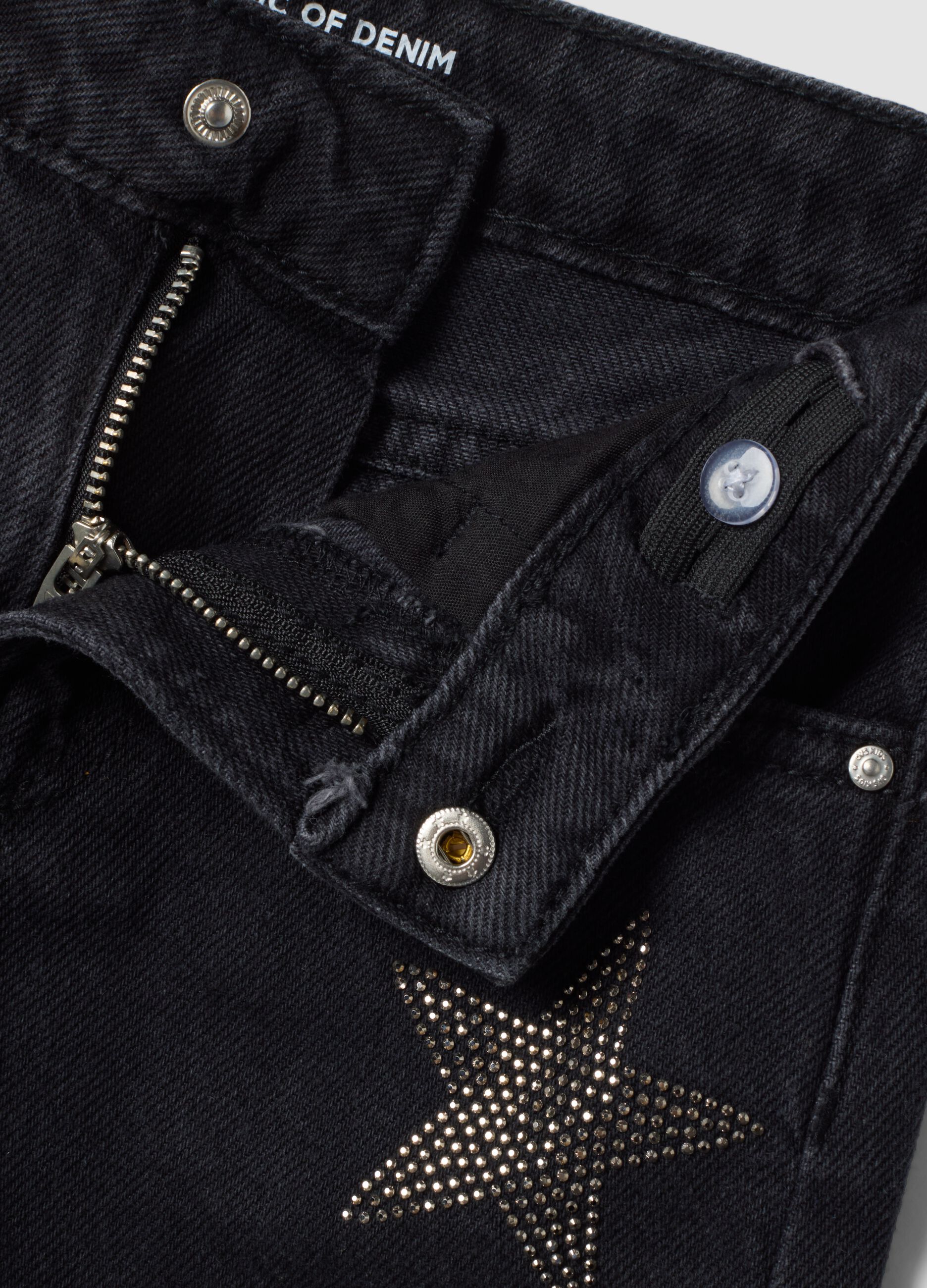 Jeans blu wide leg in puro cotone con stelle