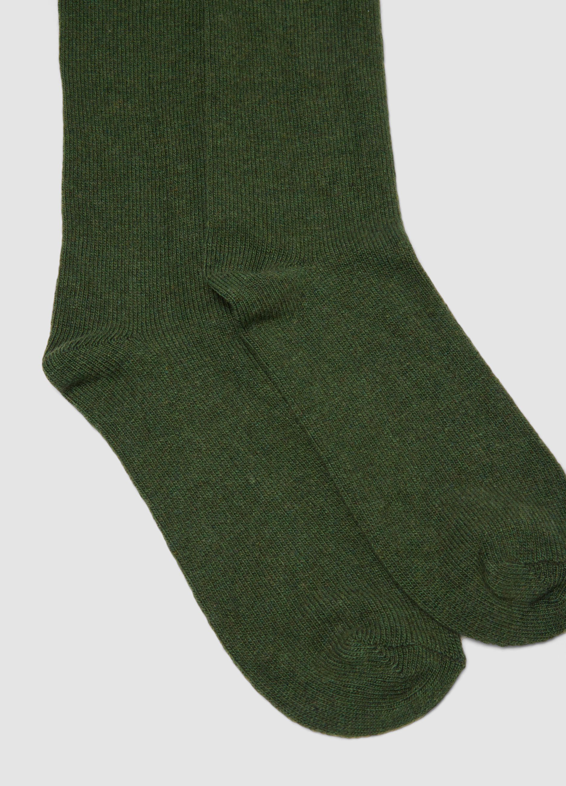 Green knee-high socks in wool, viscose and stretch cashmere