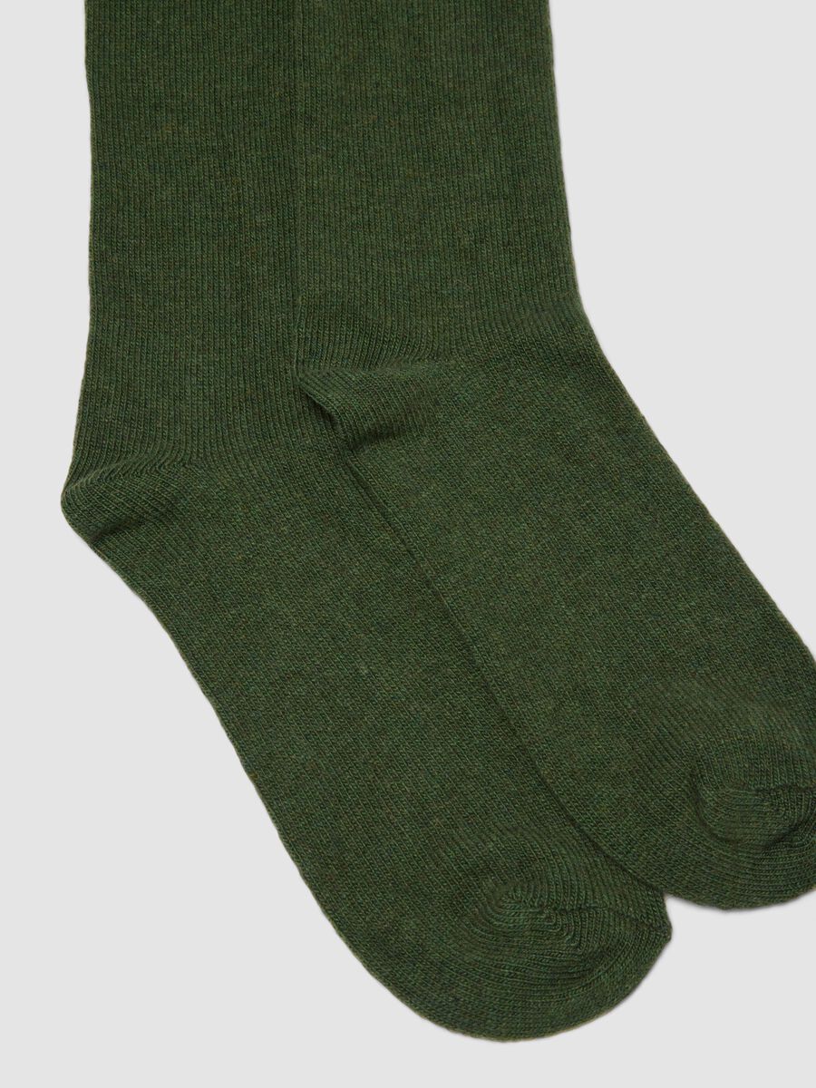 Green knee-high socks in wool, viscose and stretch cashmere_1