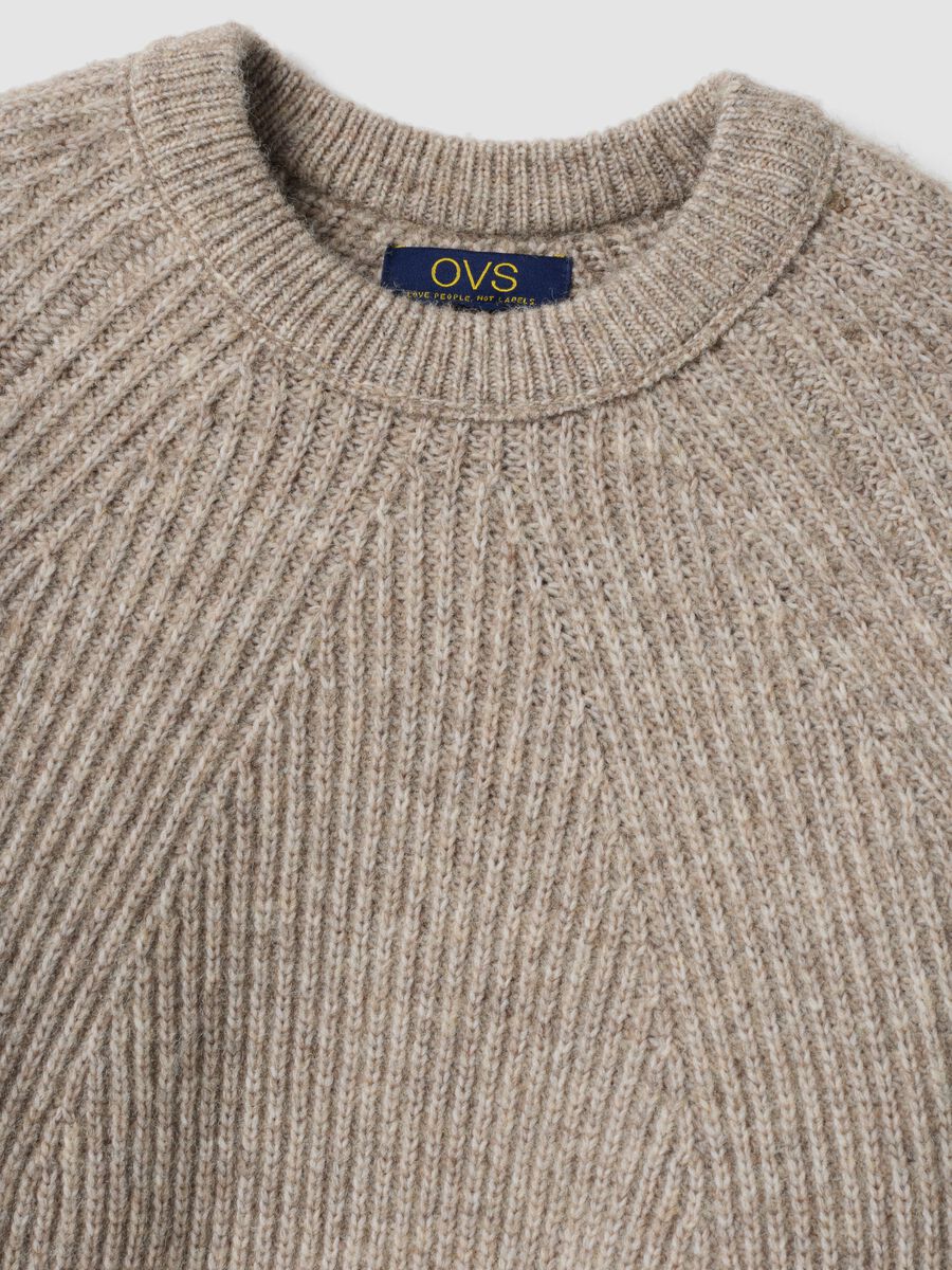 Beige ribbed wool-blend crew-neck jumper_1