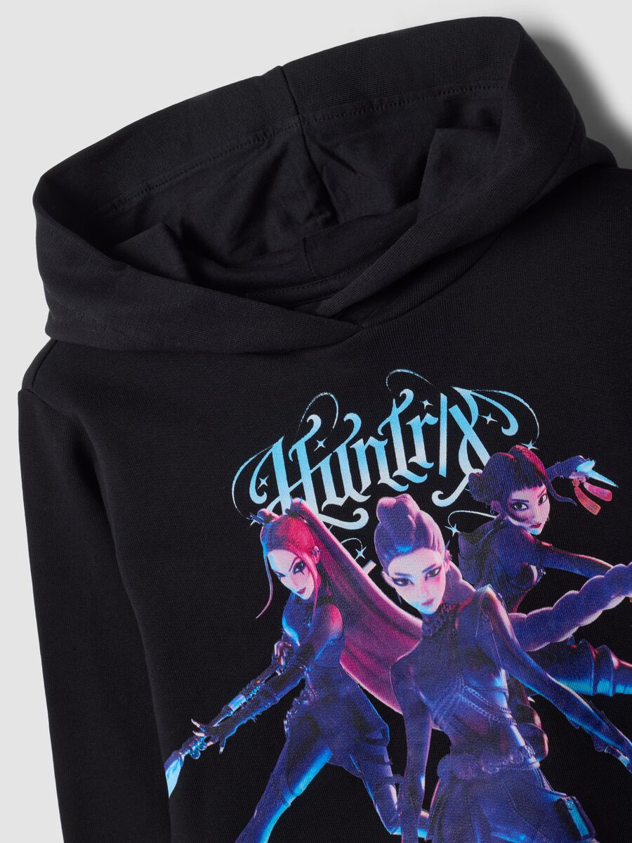 Black pure cotton hoodie with K‑Pop Demon Hunters print_2