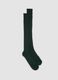 Green long ribbed socks in pure cotton_0