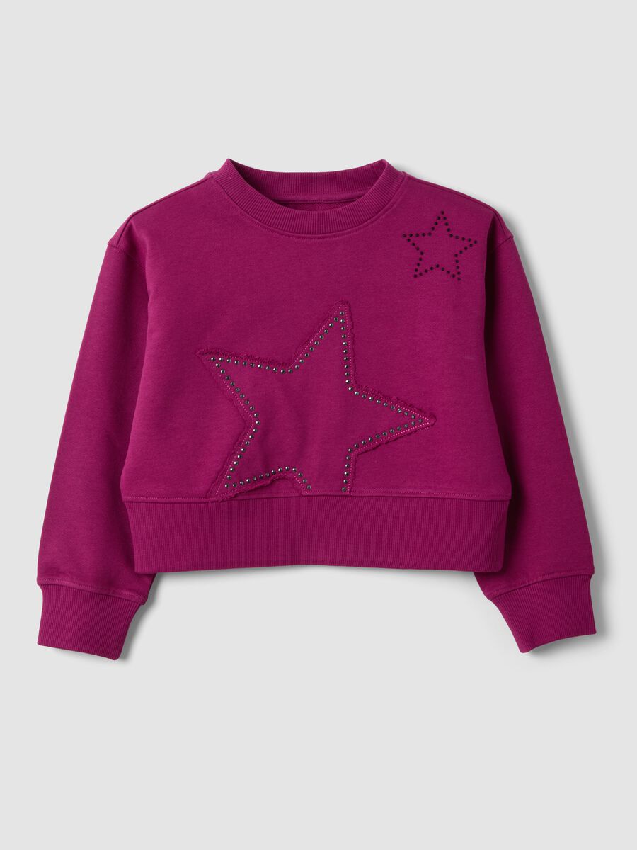 Felpa viola in puro cotone con Girocollo e stelle_0
