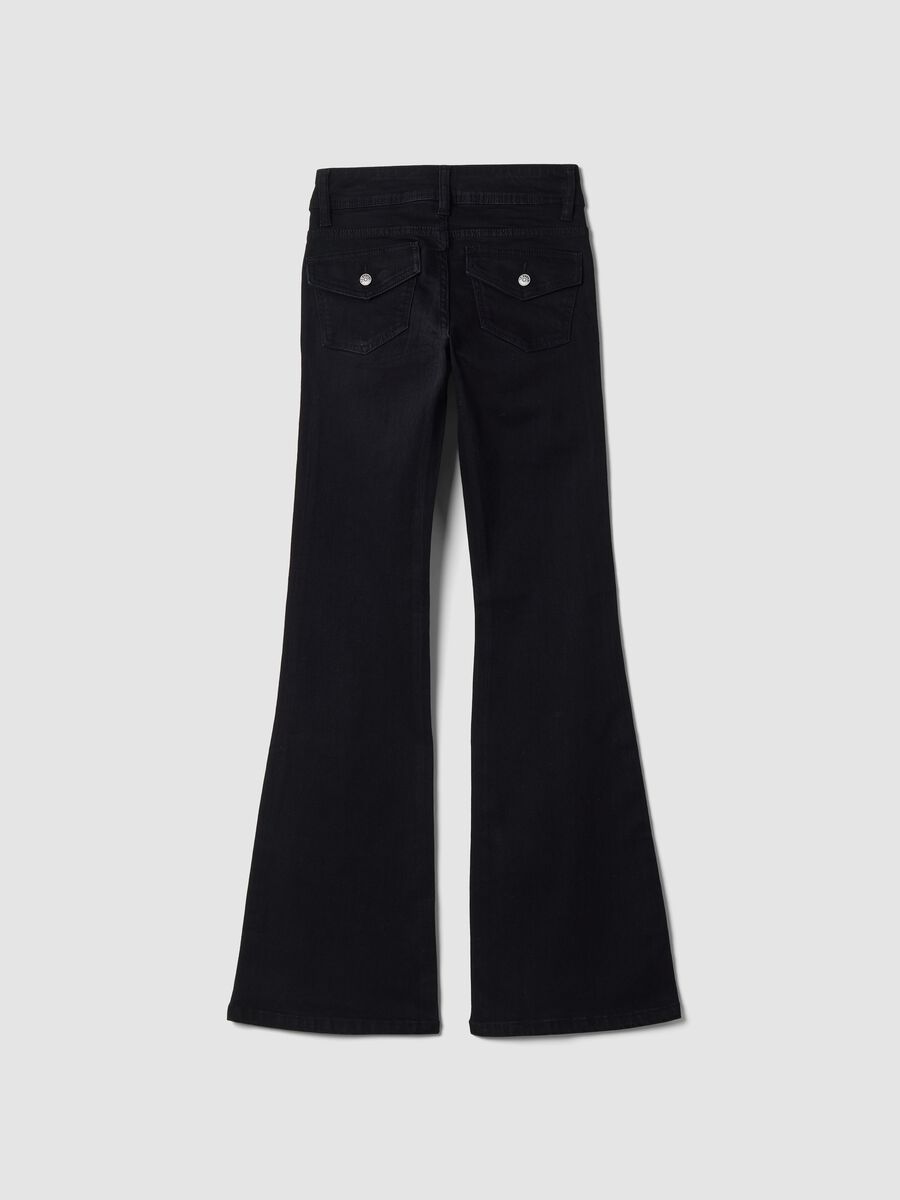 Jeans neri flare in cotone elasticizzato_7