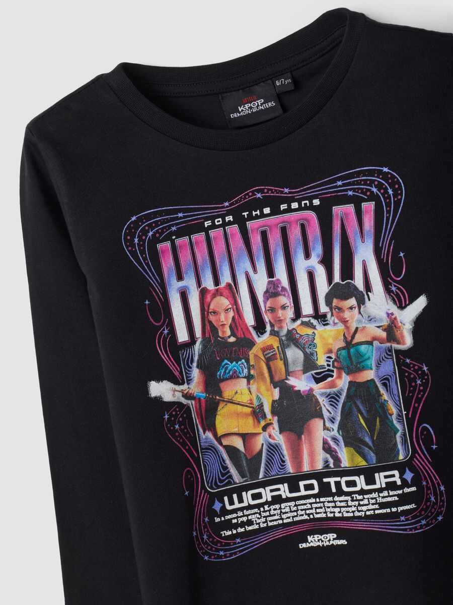 Black pure cotton T-shirt with K-Pop Demon Hunters print_2