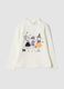 White stretch cotton T-shirt with high neck_0