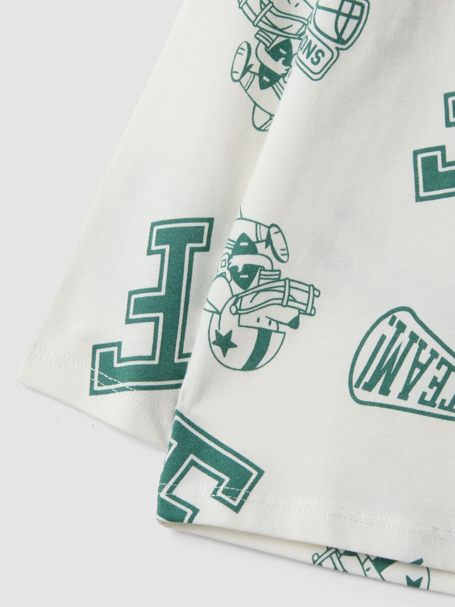 White pure organic cotton T-shirt with all-over print for baby boy_2