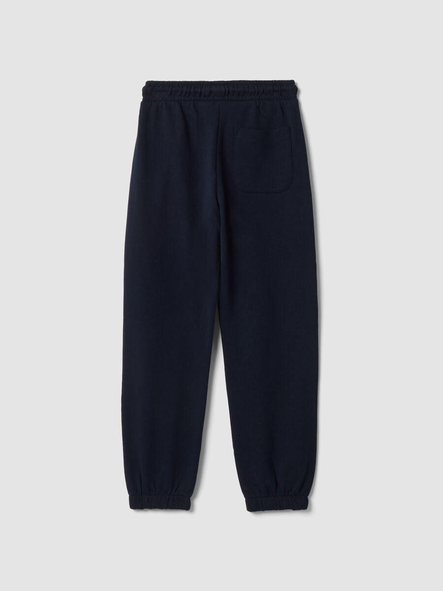 Blue cotton and viscose blend jogger trousers_1