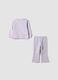 Pink pure cotton set with crew-neck sweatshirt_1