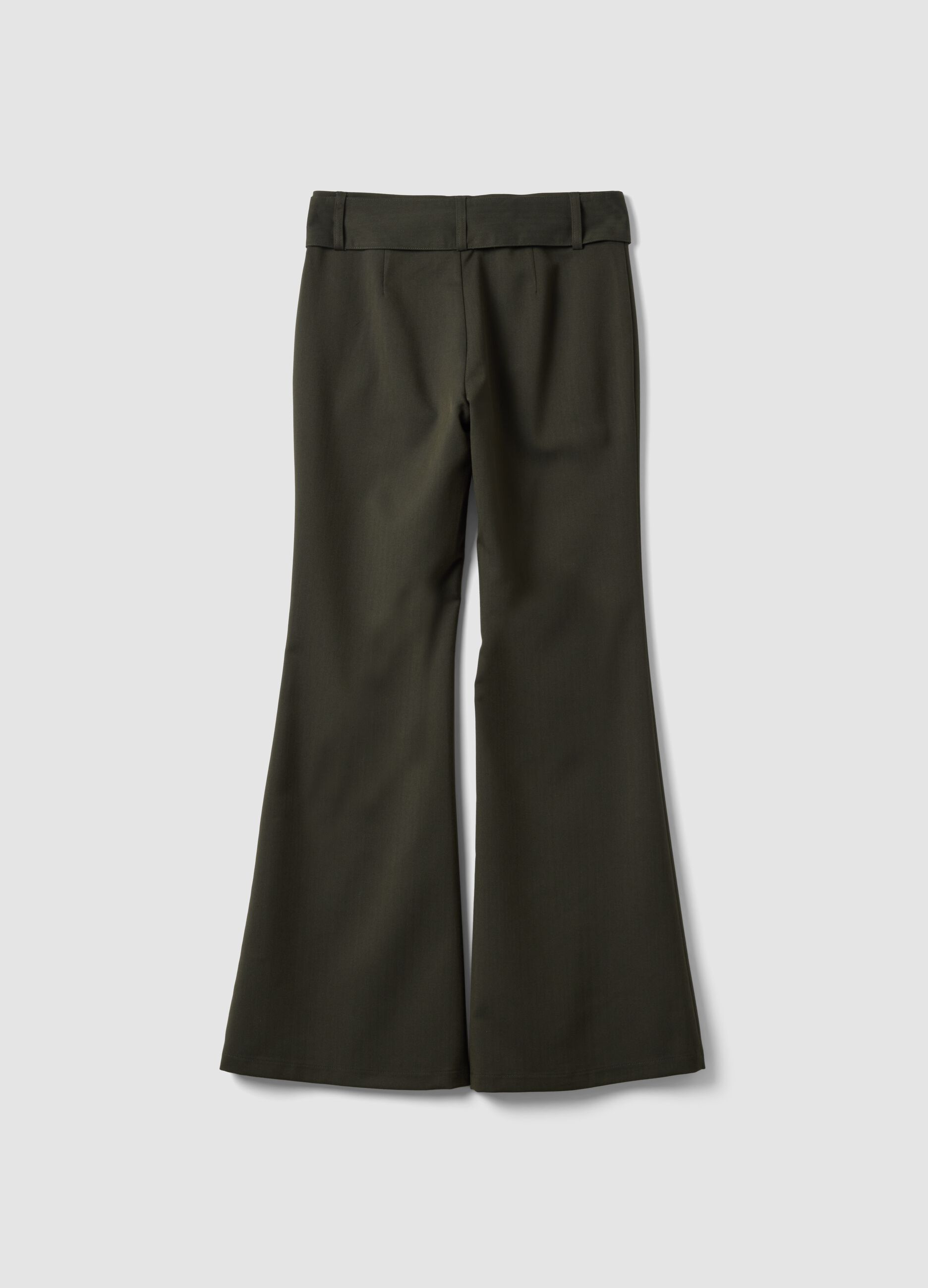 Green slim-fit stretch viscose trousers