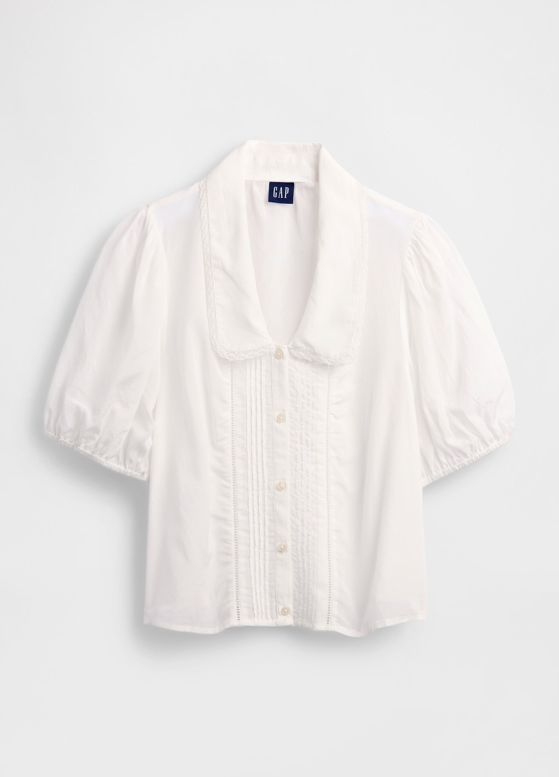 White blouse with short puff sleeves