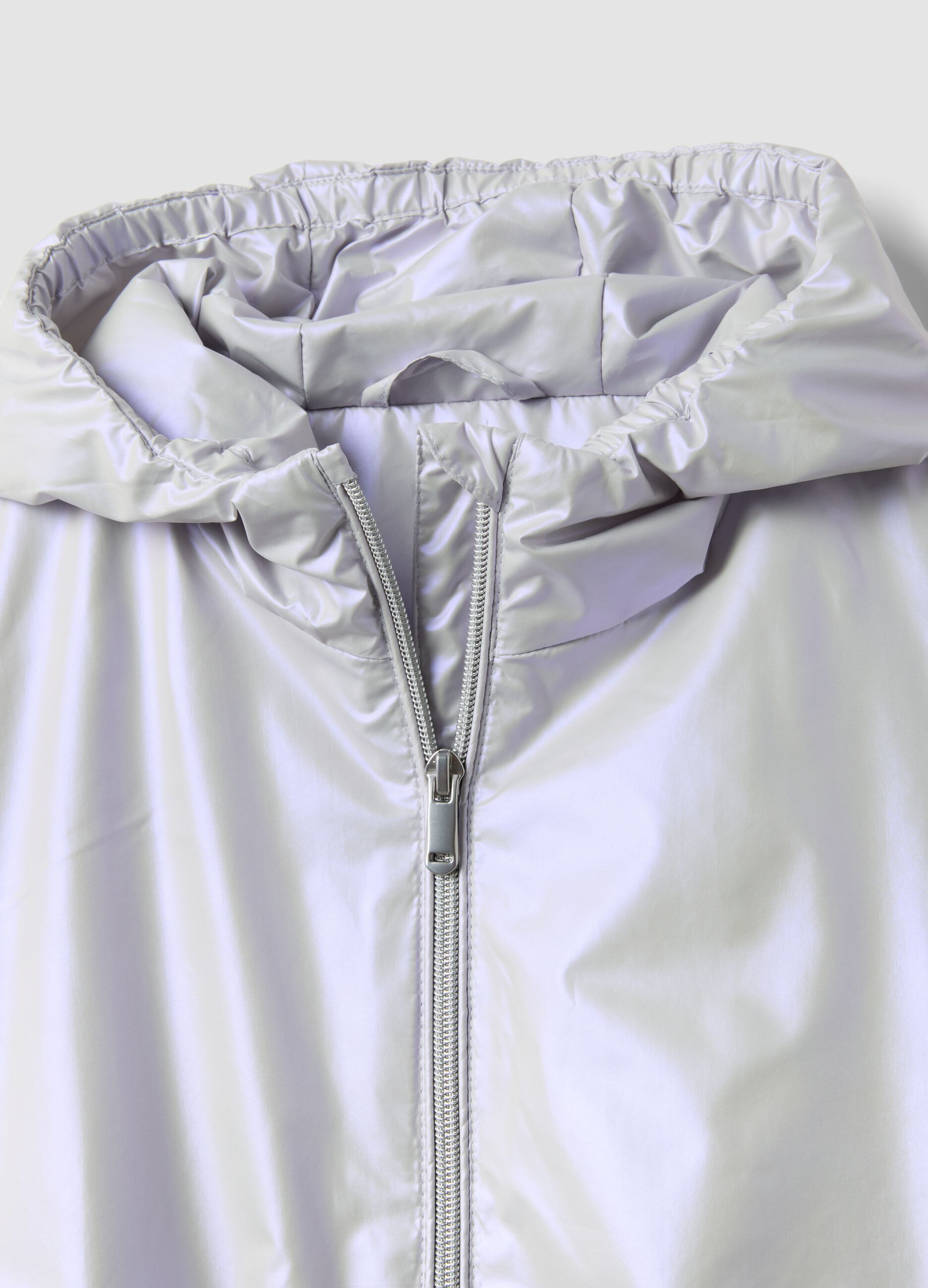 Girls&rsquo; grey hooded rain jacket with zip