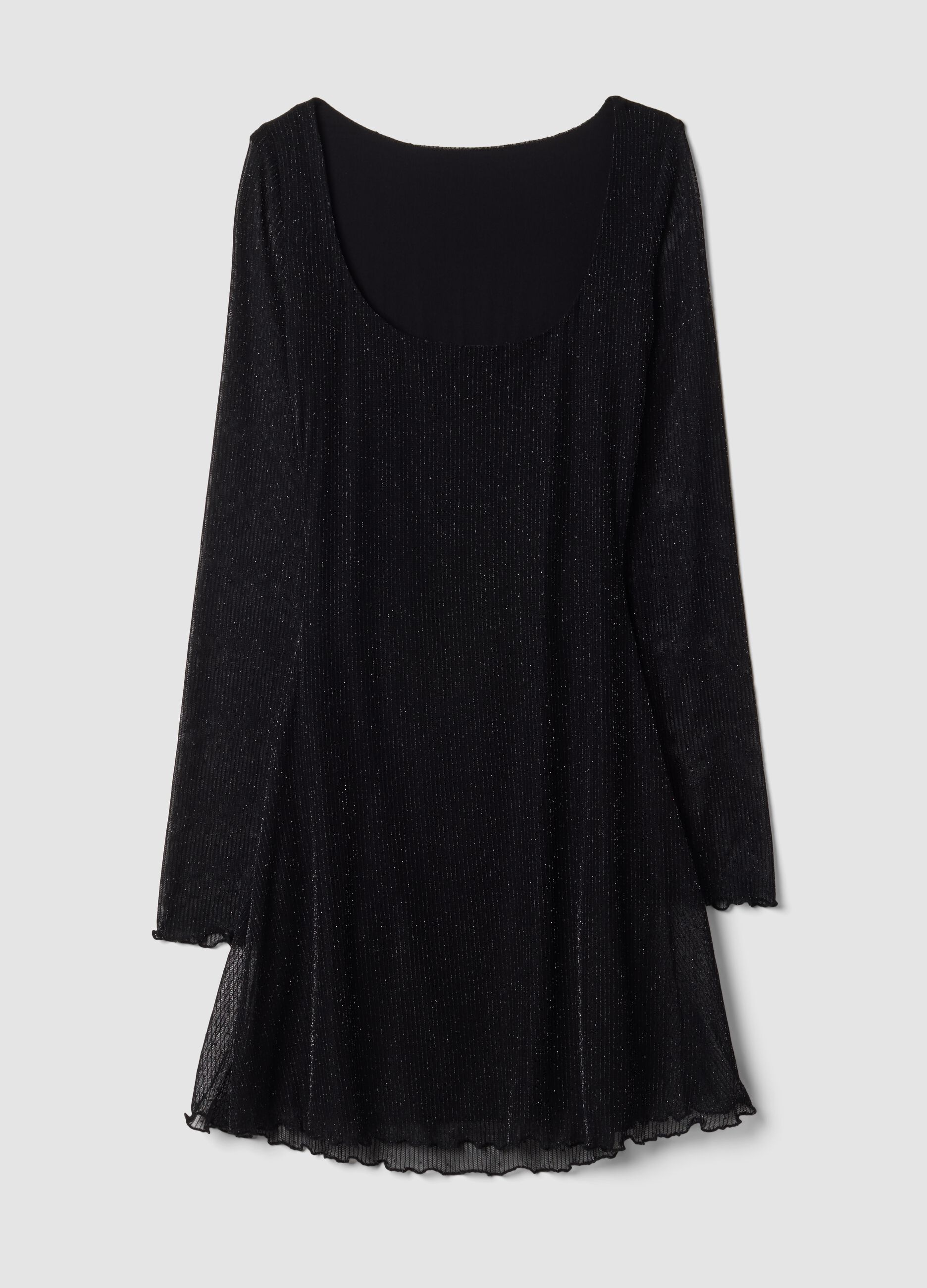 Black stretch fabric crew-neck dress