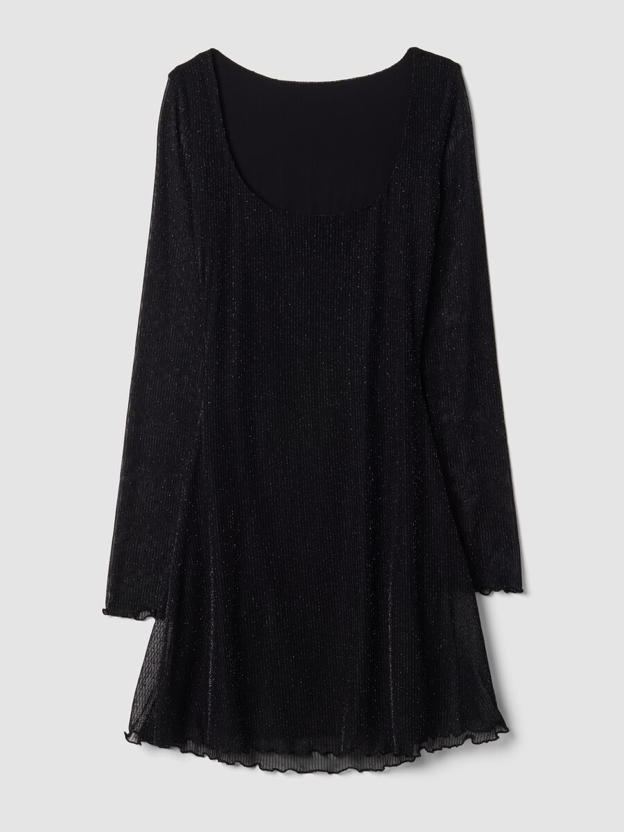Black stretch fabric crew-neck dress_2