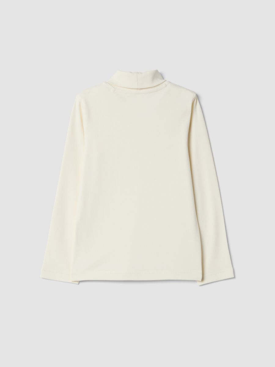 White roll-neck T-shirt in pure organic cotton_1