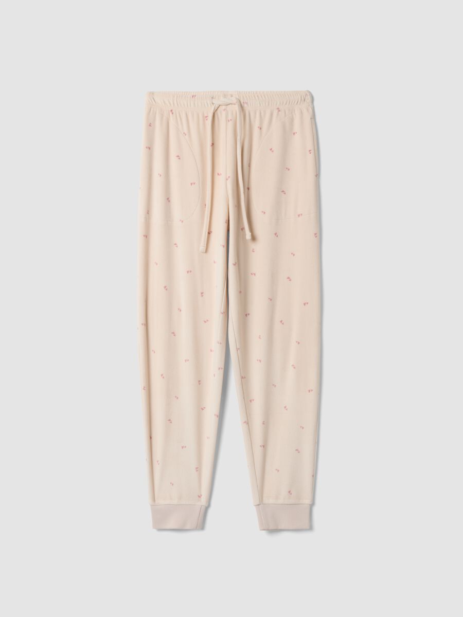 Beige stretch-fabric pyjama trousers_0