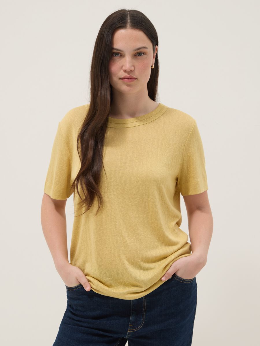 Yellow regular-fit short-sleeve viscose-blend T-shirt_1