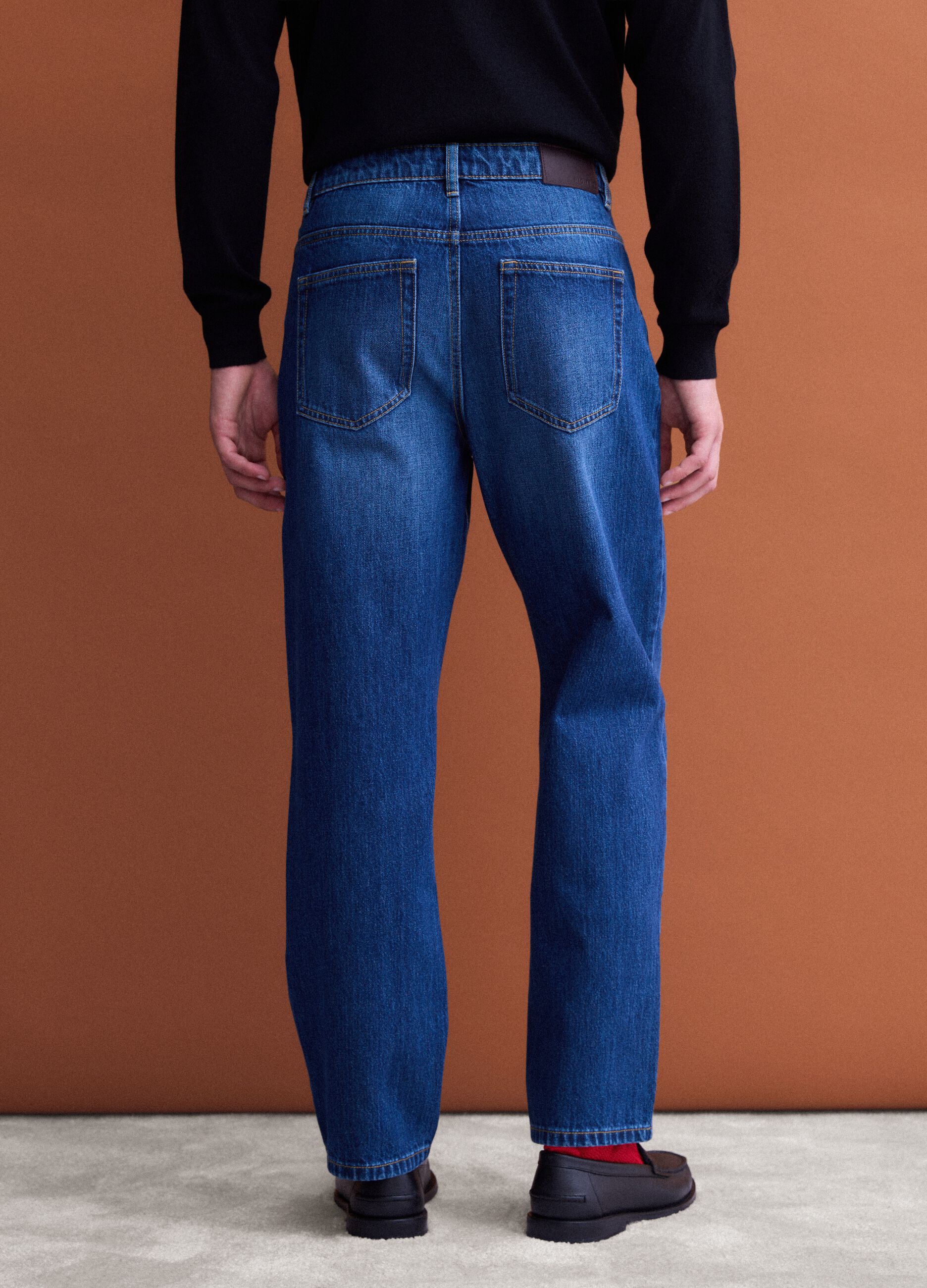 Jeans blu in puro cotone straight fit