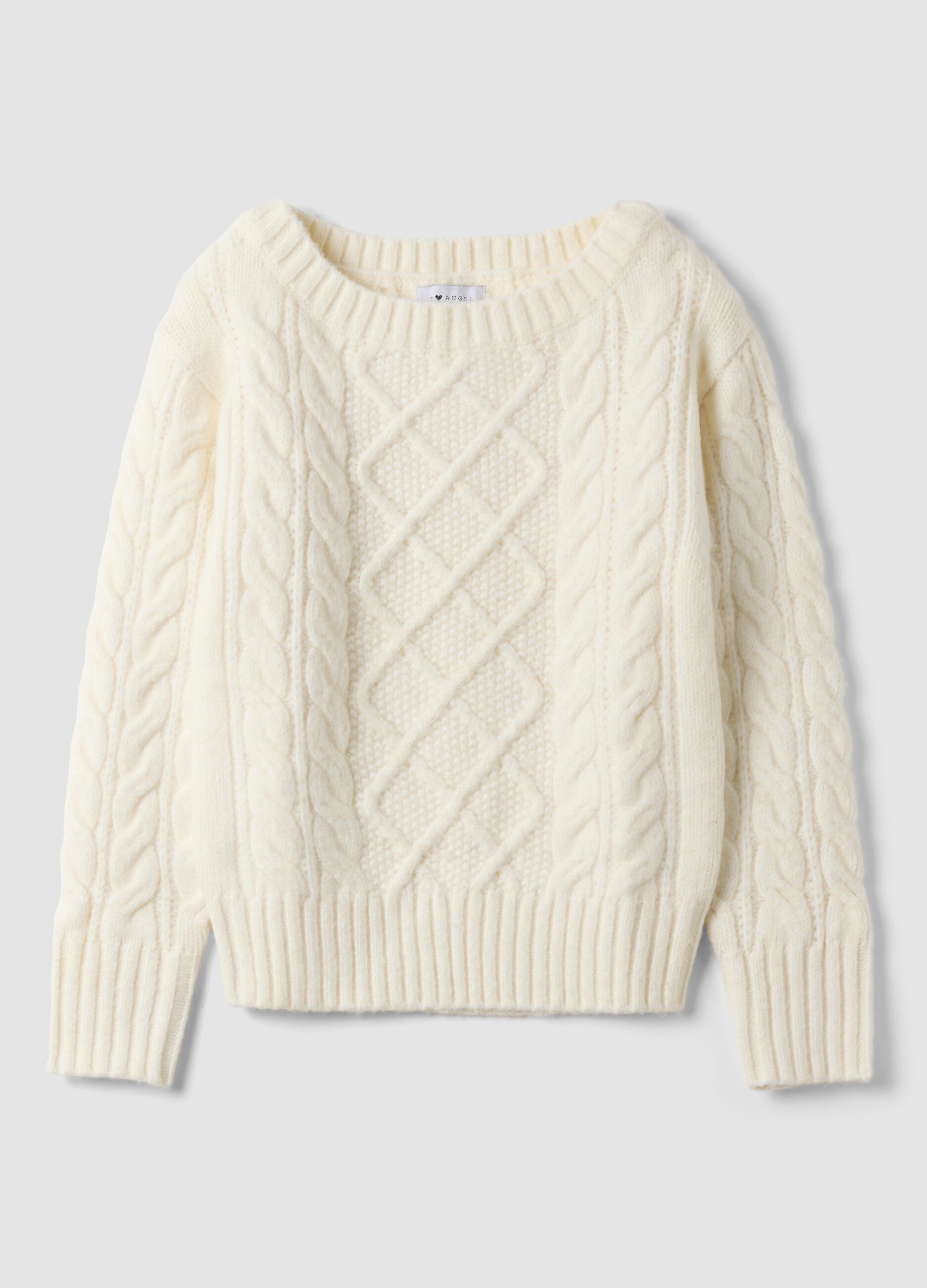 White wool-blend boat-neck jumper, regular fit