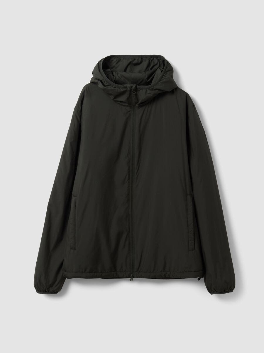 Military green hooded jacket with zip_4